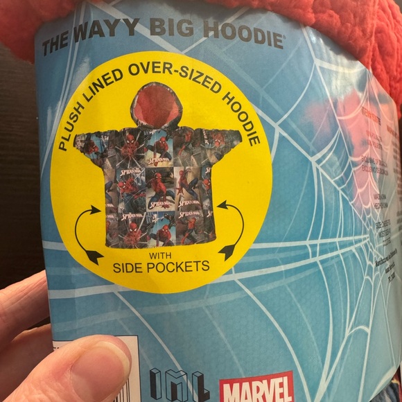 Marvel Spider-Man Oversized Plush Hoodie - Red and Blue - Picture 2 of 4